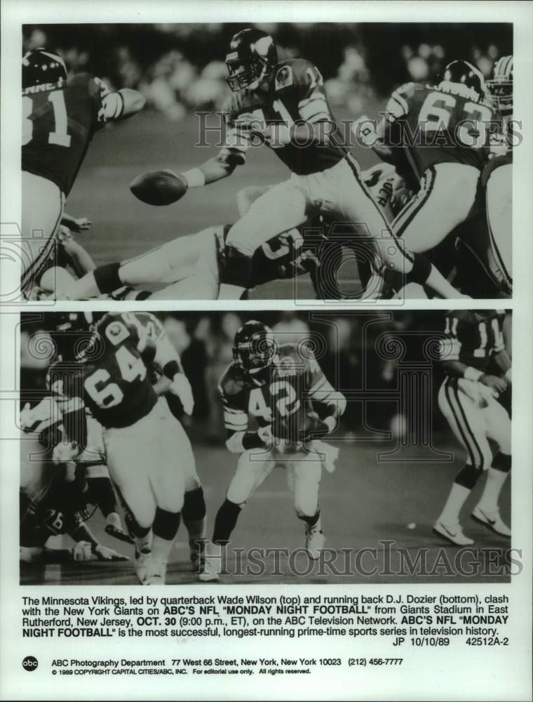 1989 Press Photo Minnesota Vikings versus New York Giants Football Composite- Historic Images