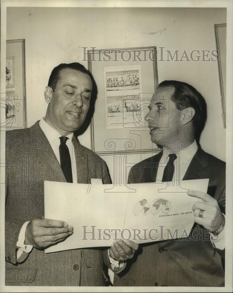 Load image into Gallery viewer, 1966 Press Photo Ali M. Shapurian with Paul Fabry at International House
