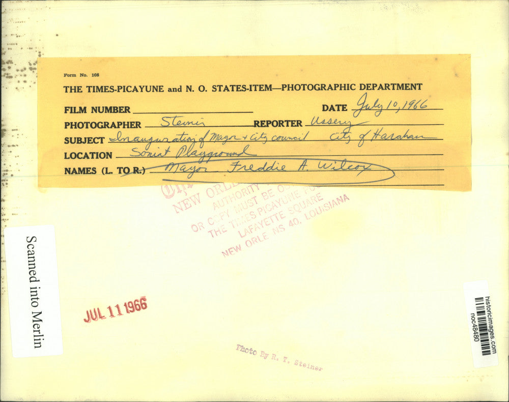 1966 Press Photo Harahan's Mayor Freddie Wilcox inauguration. - noc48480