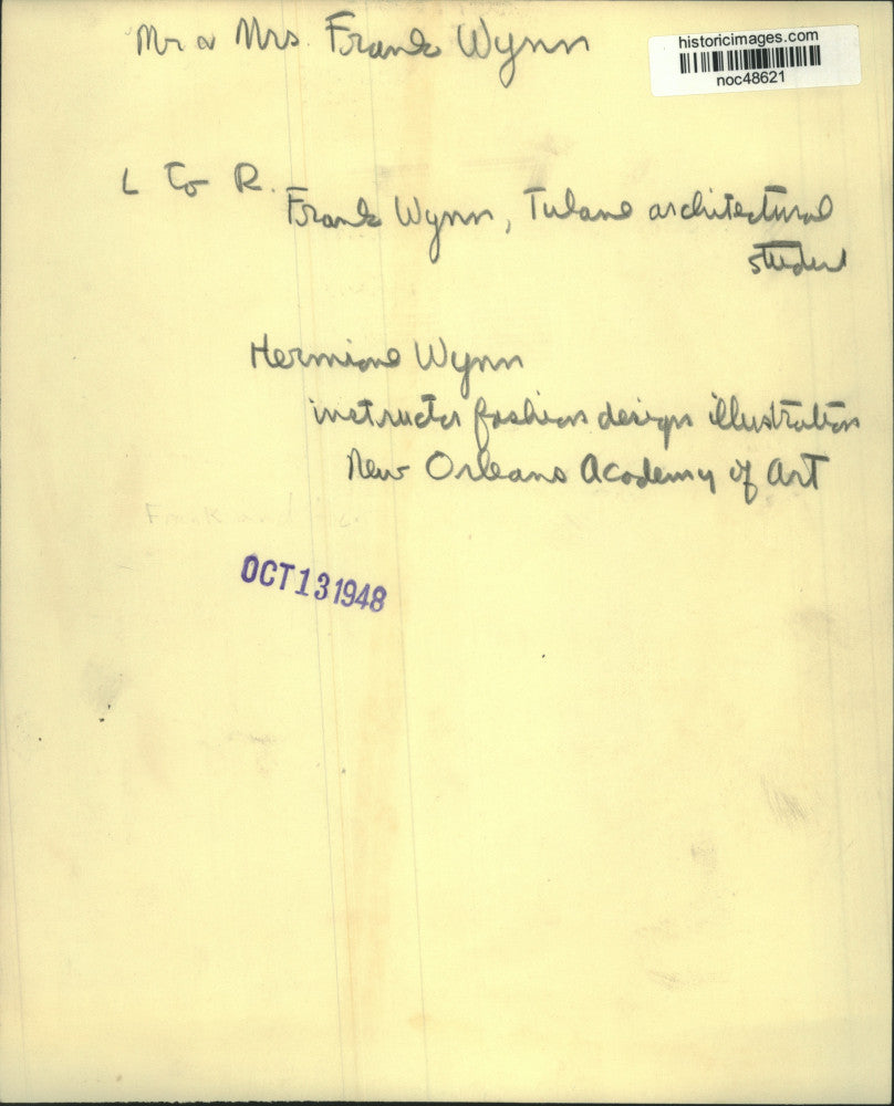 1948 Press Photo Frank Wynn and Fashion Designer Hermione Wynn of New Orleans