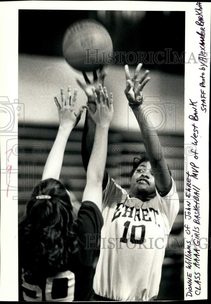 1986 Press Photo Dionne Williams, Class AAAA Girls Basketball MVP of West Bank- Historic Images