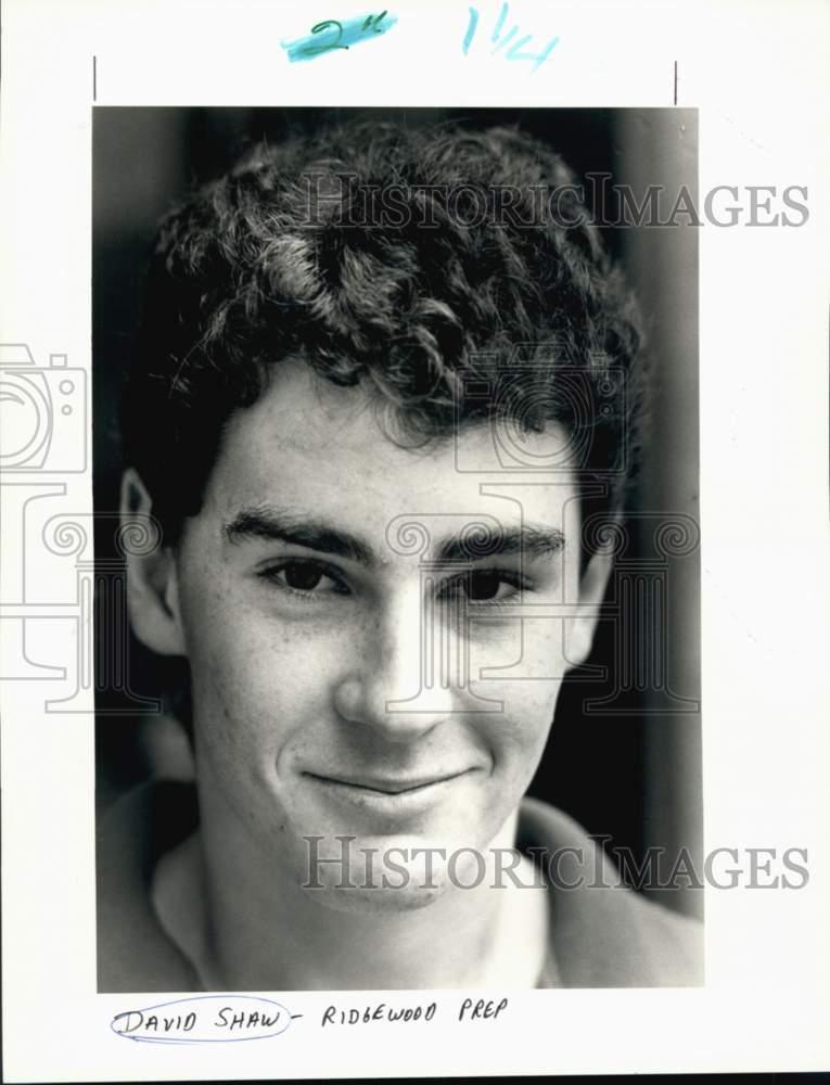 1985 Press Photo David Shaw, Football Player at Ridgewood Preparatory School- Historic Images