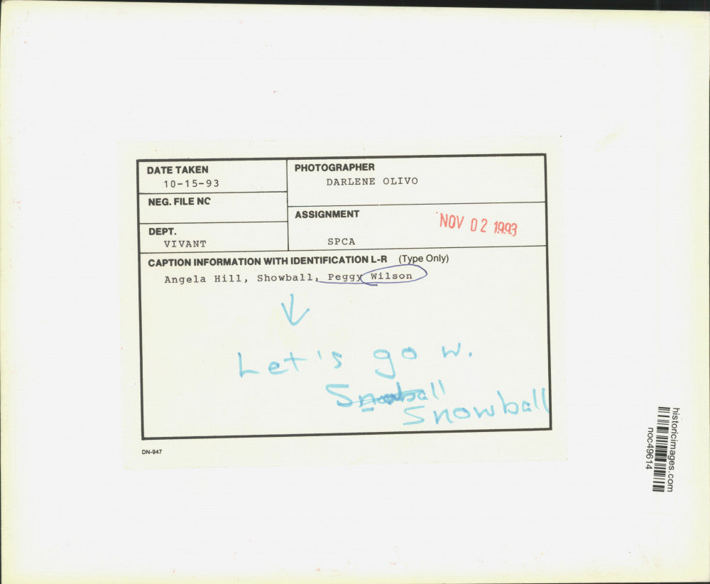 1993 Press Photo Angela Hill, Snowball the Dog and Peggy Wilson at SPCA Event