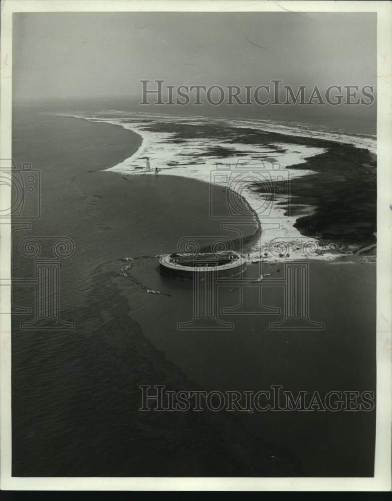 1970 Press Photo View of Ship Island, New Orleans were fort is built at center- Historic Images