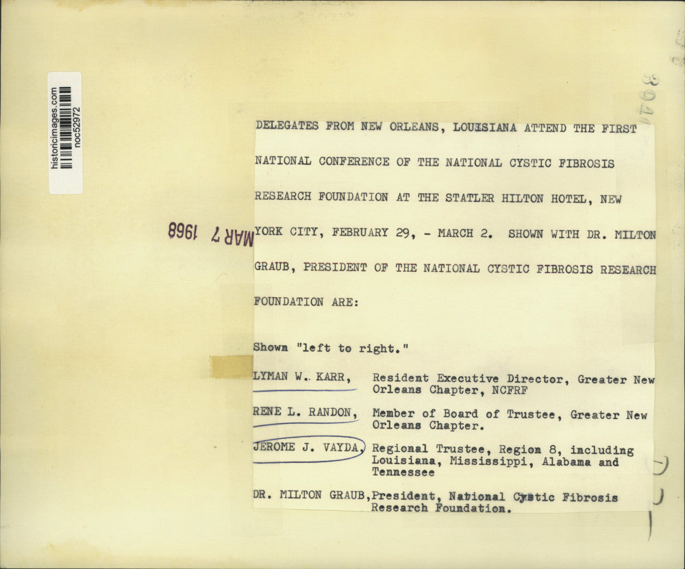 1968 Press Photo Delegates attend Cystic Fibrosis Research conference at Hilton