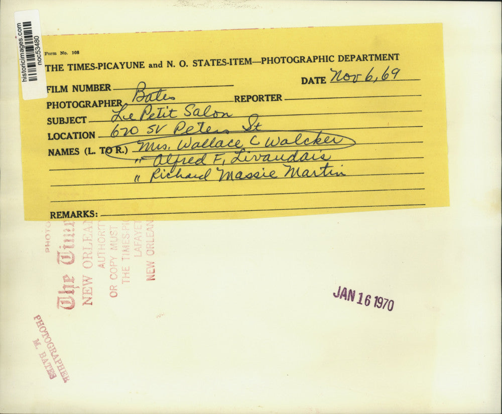 1969 Press Photo Le Petit Salon - Mrs. Wallace Walcker and Women - noc53480