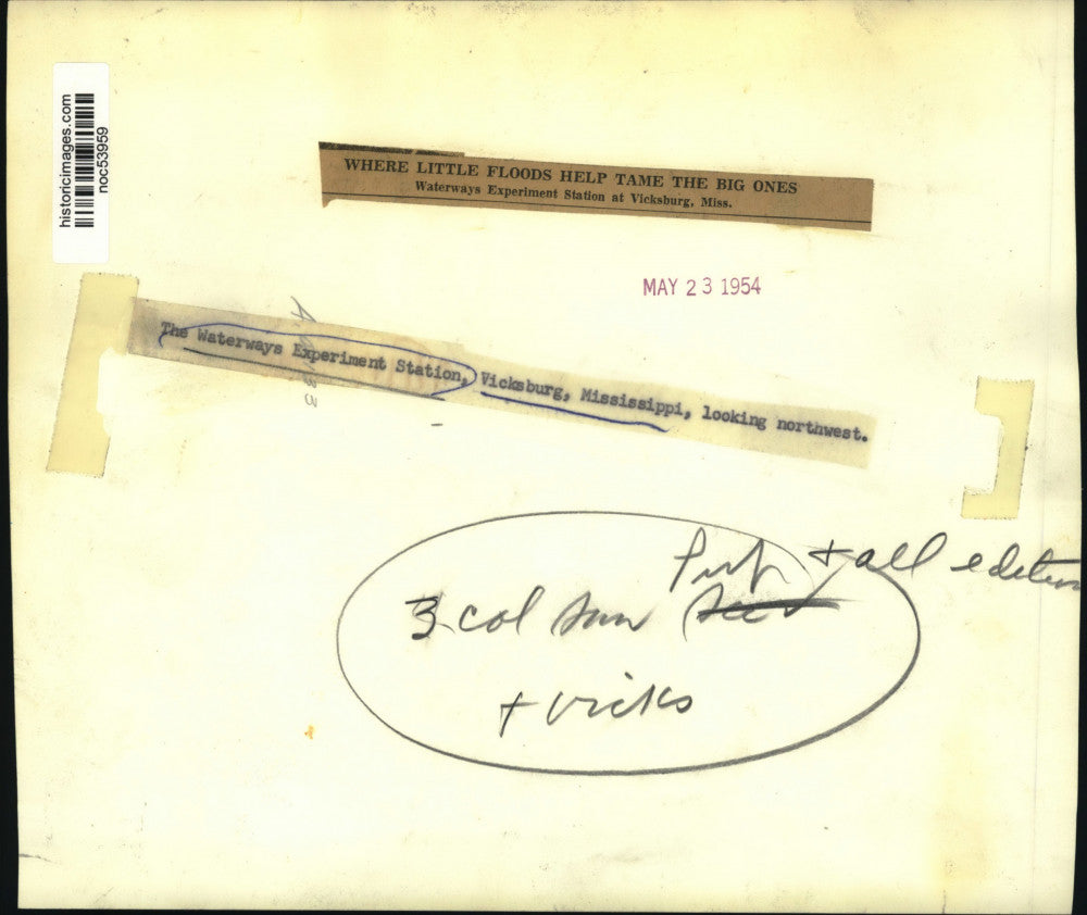 1954 Press Photo Waterways Experiment Station in Vicksburg, Mississippi