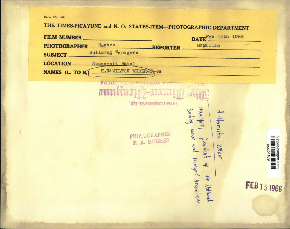 1966 Press Photo H. Hamilton Weber, president Building owner & Managers' Assn.