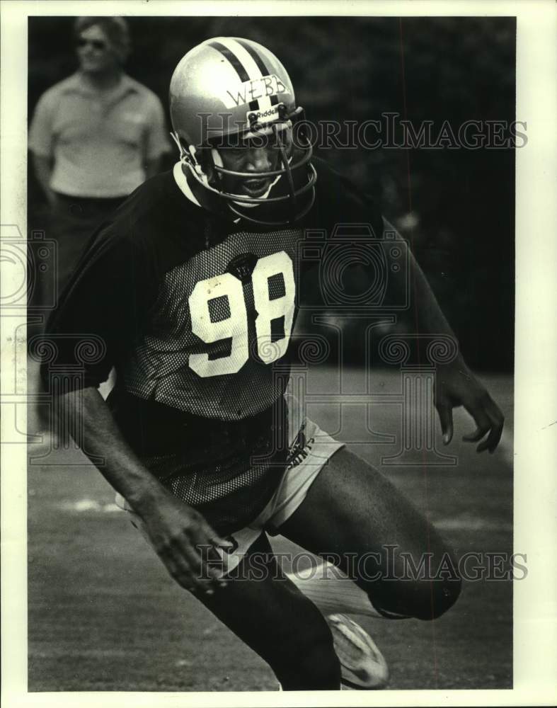 1980 Press Photo Tanya Wara Webb Runs Agility Test, New Orleans Saints Workout- Historic Images