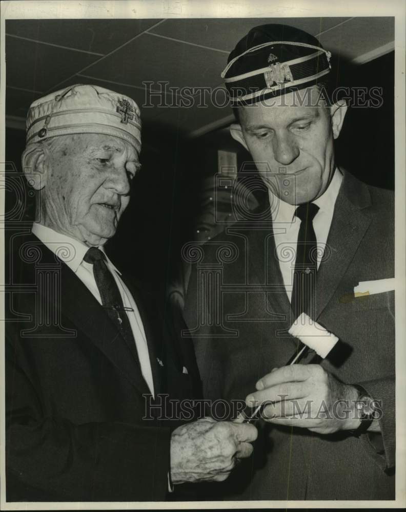 Load image into Gallery viewer, 1963 Press Photo Masons Edward H. Walsdorf Sr. and Louis T. Walsdorf Jr.
