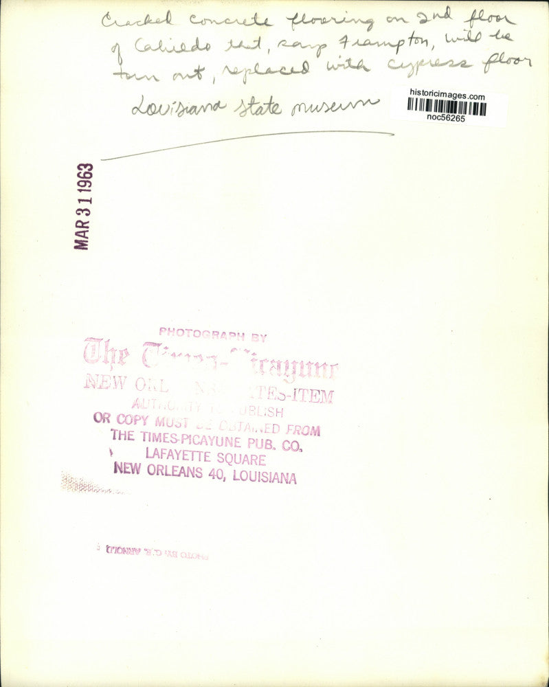 1963 Press Photo Cracked floor at Louisiana State Museum - noc56265