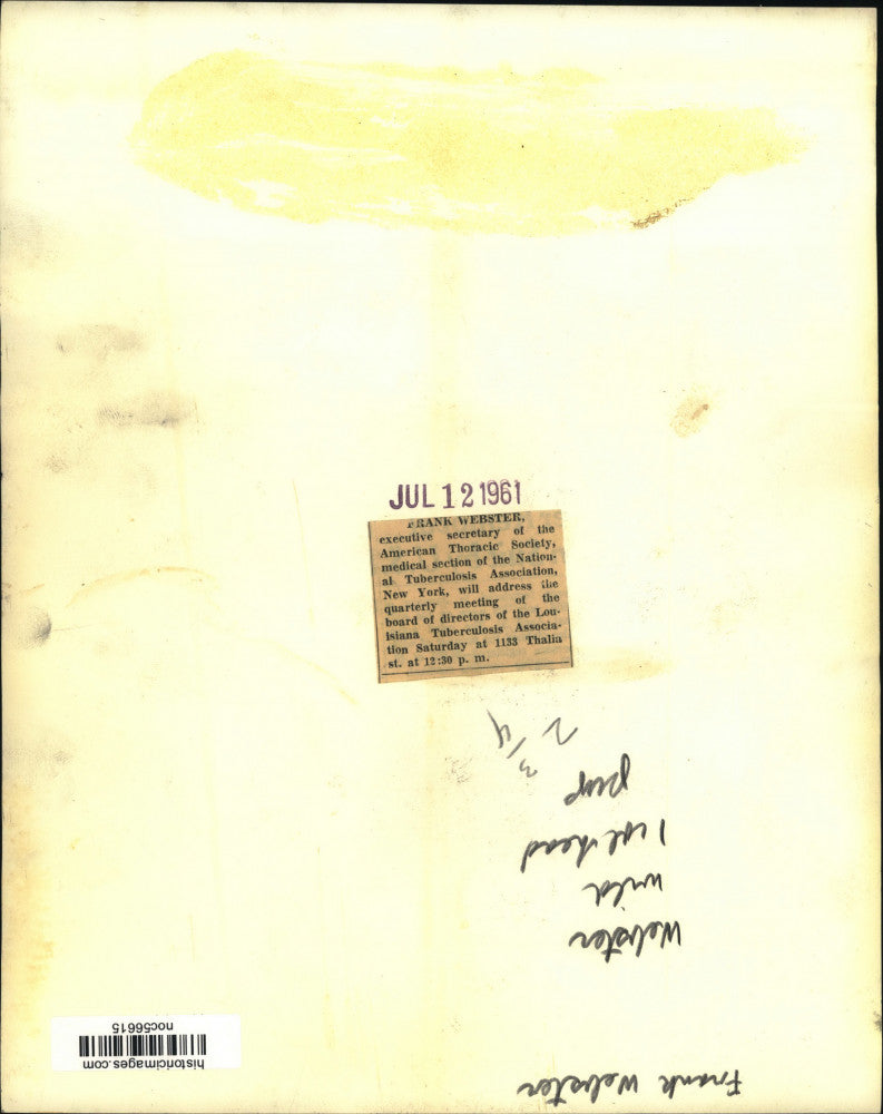 1961 Press Photo Frank Webster, executive secretary of American Thoracic Society