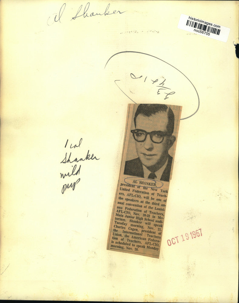 1967 Press Photo Al Shanker, President of New York United Federation of Teachers