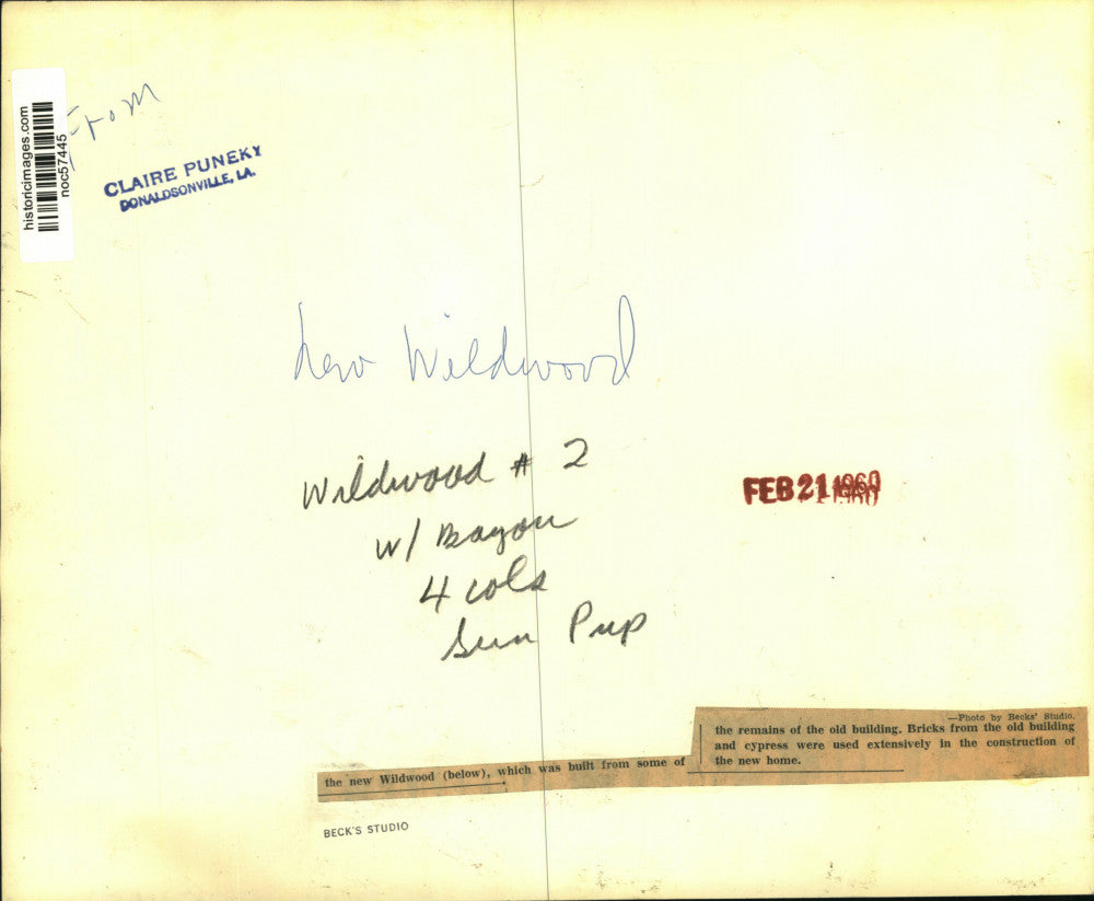 1960 Press Photo View of the Wildwood, built from some of old building remains