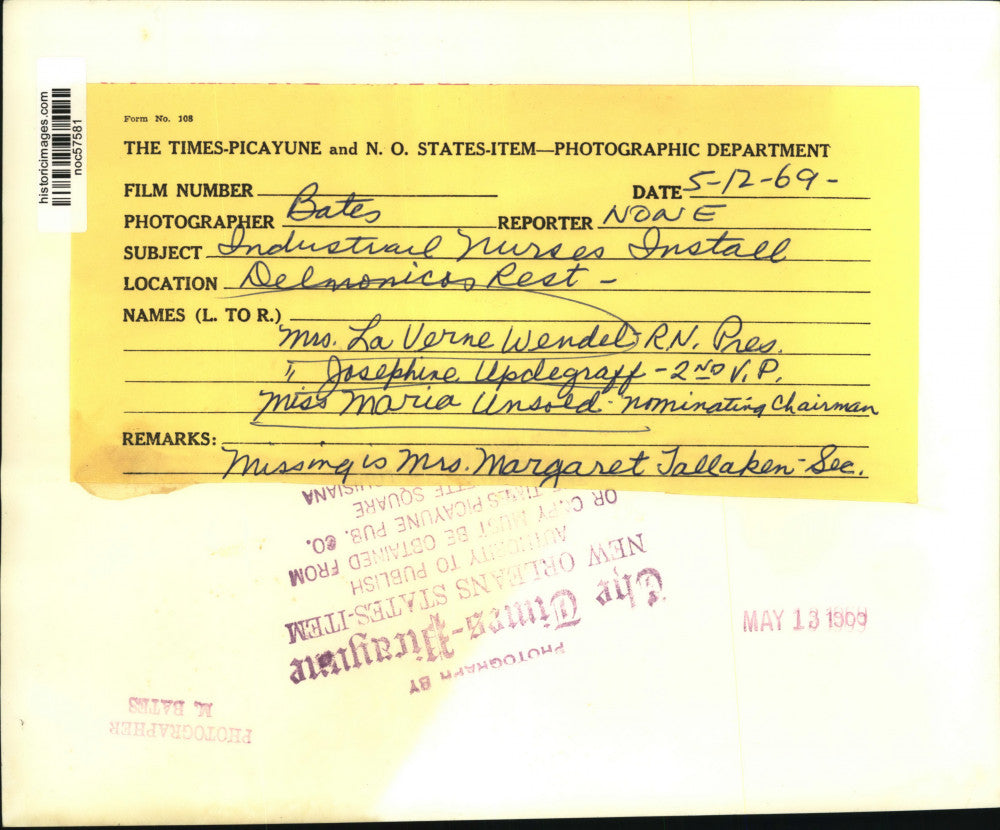 1969 Press Photo Installation of Officers- Industrial Nurses at Delmonico's