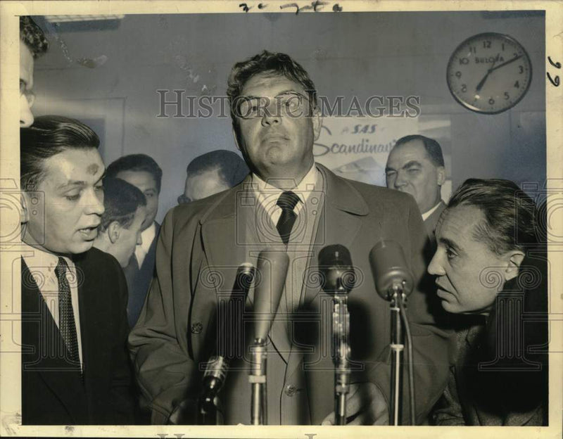Load image into Gallery viewer, 1956 Press Photo Dimitri Sheplov, Soviet foreign minister at NY press conference
