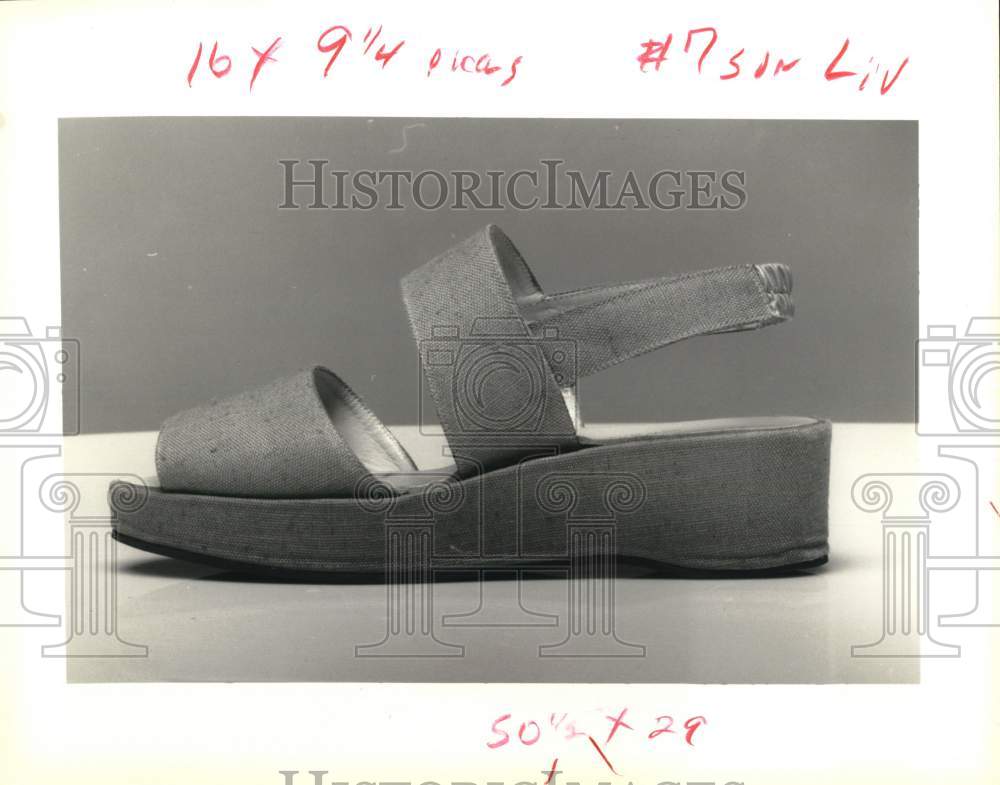 Press Photo Platform shoe, open toe with strap - noc58605- Historic Images