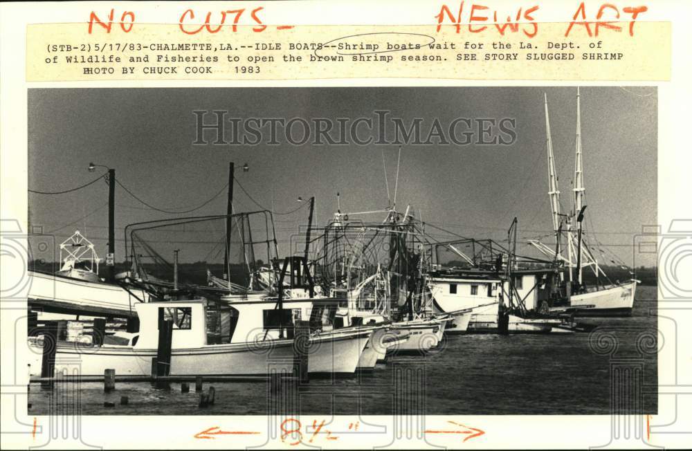 1983 Press Photo Shrimp boats wait for the opening of brown shrimp season- Historic Images