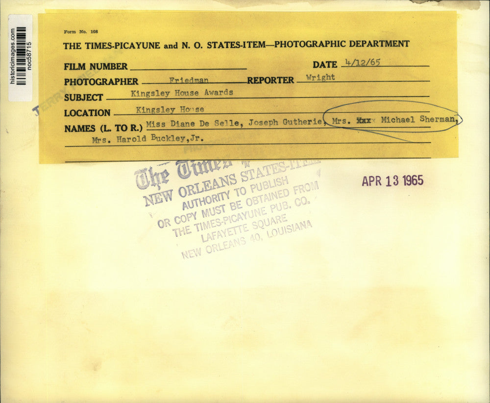 1965 Press Photo Kingsley House Awardees at the Kingsley House - noc58715