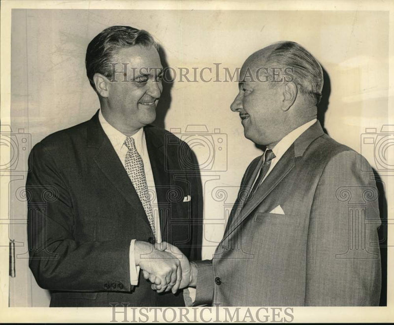 Load image into Gallery viewer, 1966 Press Photo Ambassador Juan Felipe Yriart with Captain Henry Spicer
