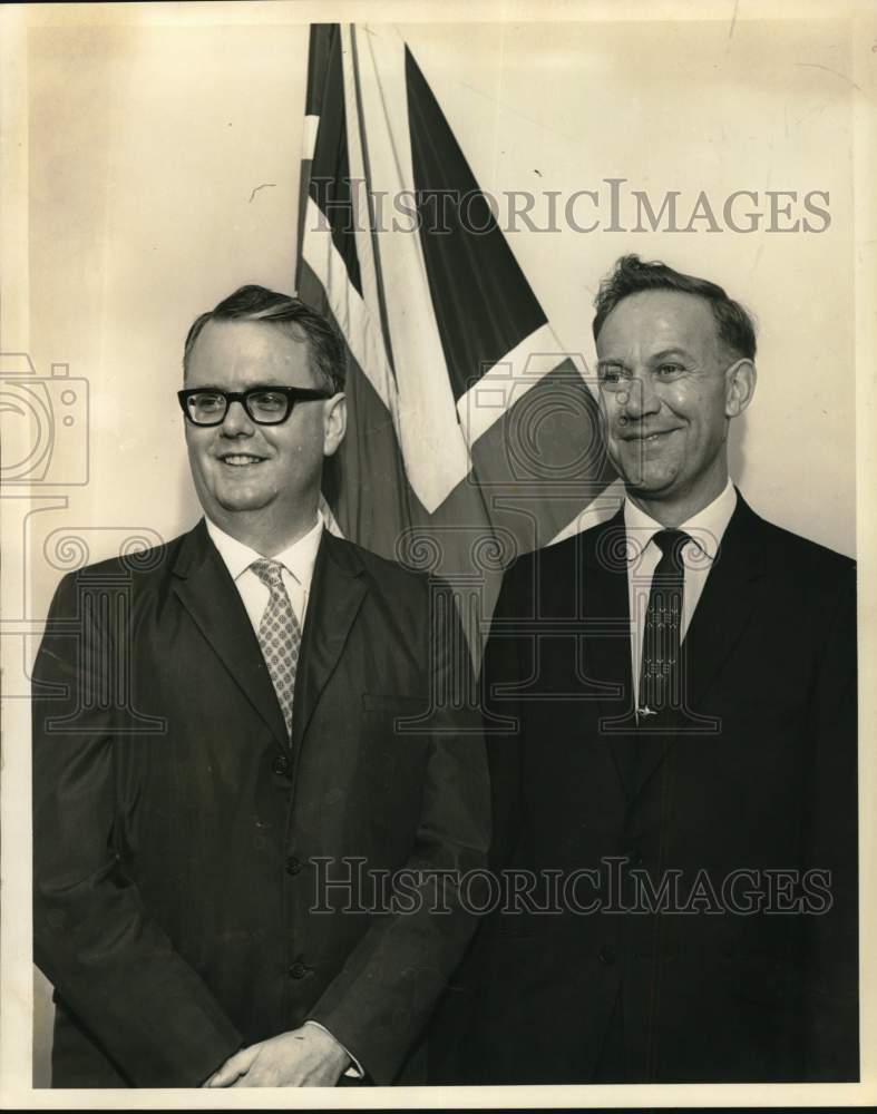 Load image into Gallery viewer, 1965 Press Photo Beresford Ball and J. F. Skelton at British consulate
