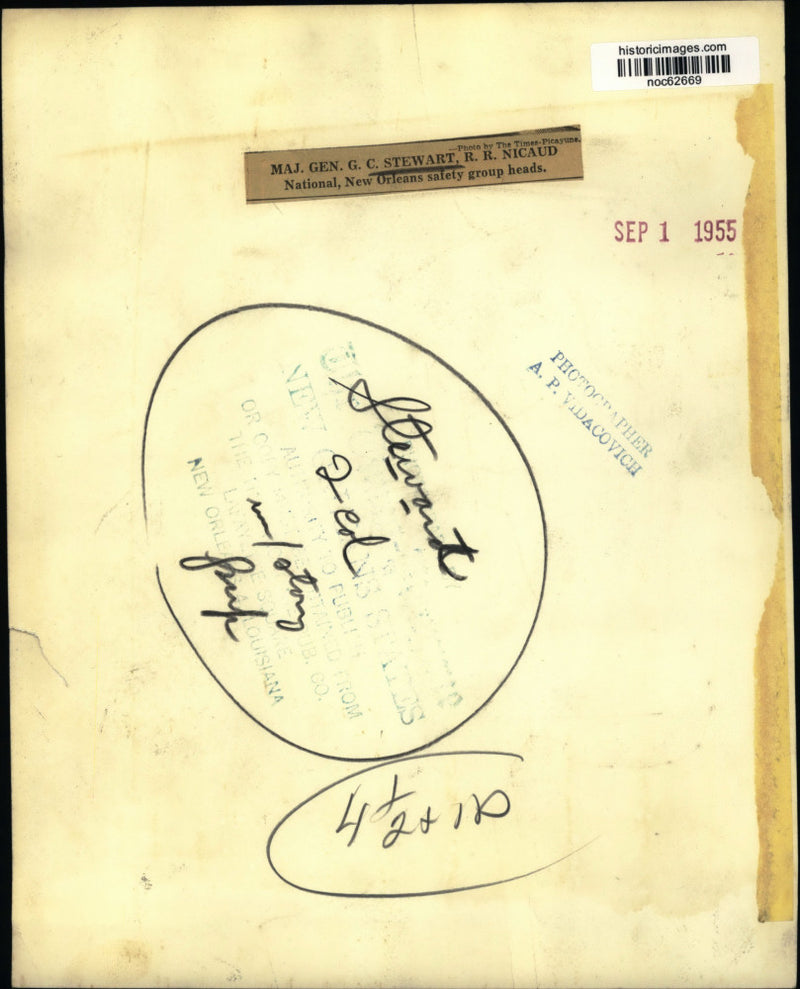 Load image into Gallery viewer, 1955 Press General G.C. Stewart, R.R. Nicaud, New Orleans Safety Group
