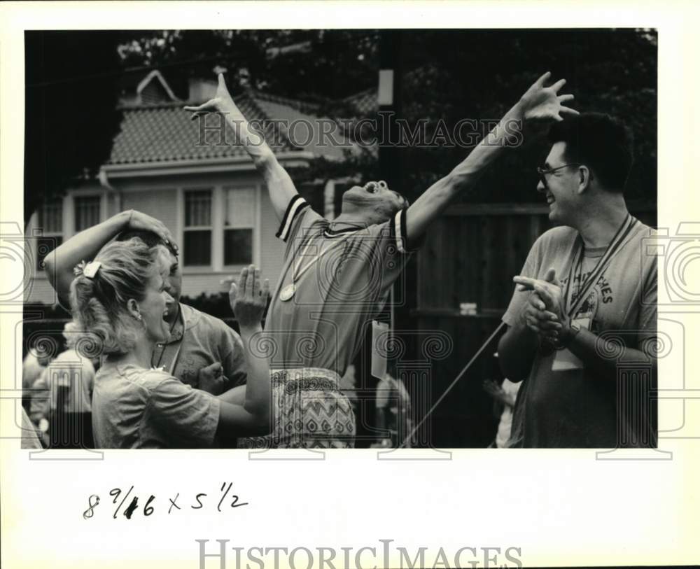 1990 Press Photo Michael Vander gets a gold medal at the Special Olympics- Historic Images