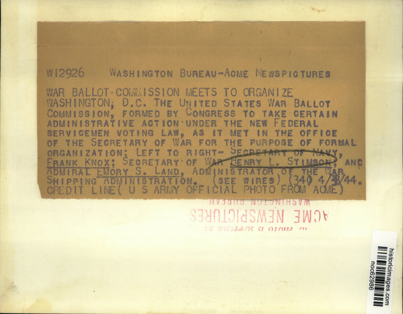 Load image into Gallery viewer, 1944 Press Photo War Ballot Commission meets in Washington D.C. - noc62986
