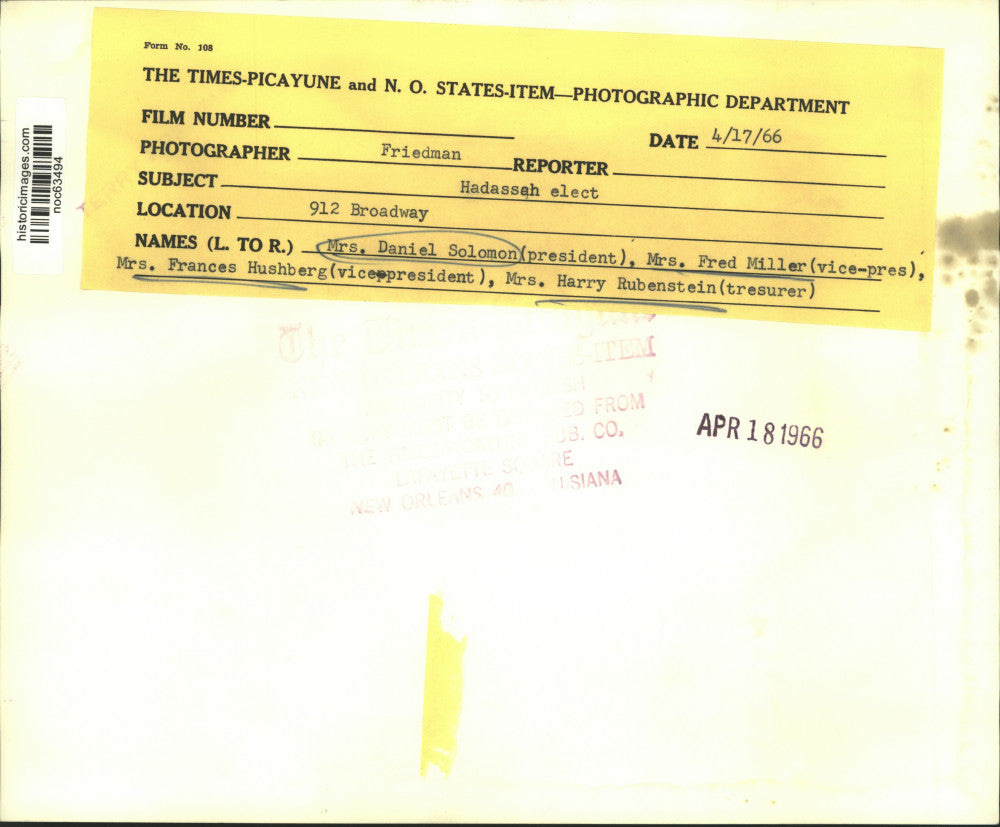 1966 Press Photo Hadassah in New Orleans elects new officers. - noc63494