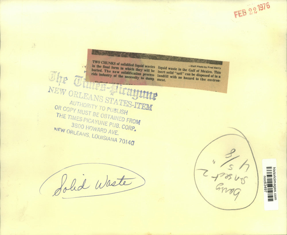 1976 Press Photo Two chunks of solidified liquid wastes in its final form.