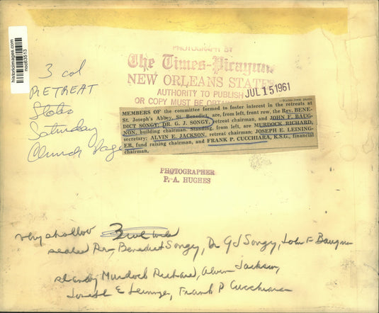 1961 Press Photo Committee formed to foster interest in St. Joseph's retreats.