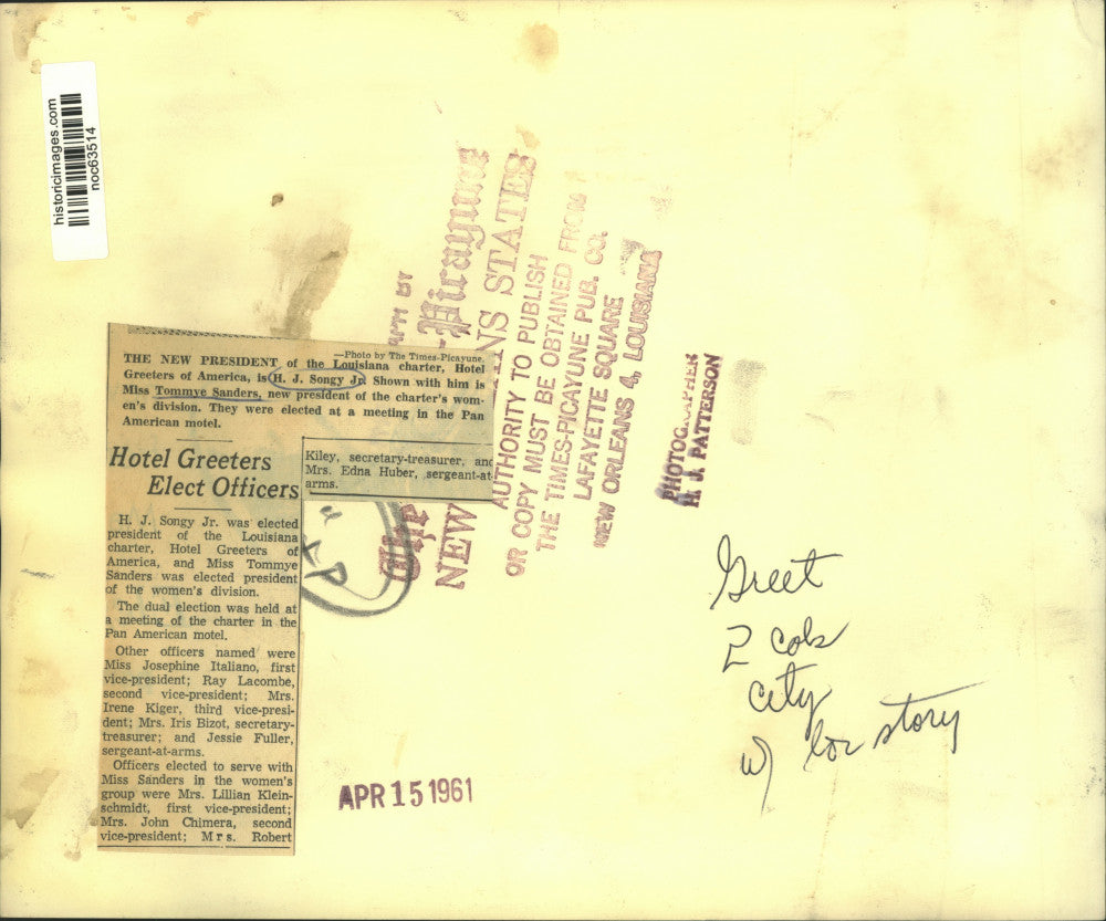 1961 Press Photo New officers of Hotel Greeters of America. - noc63514