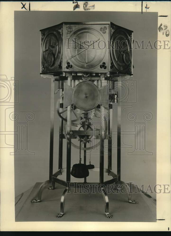 Load image into Gallery viewer, 1961 Press Photo Replica of a 14th century clock purchased by the Smithsonian
