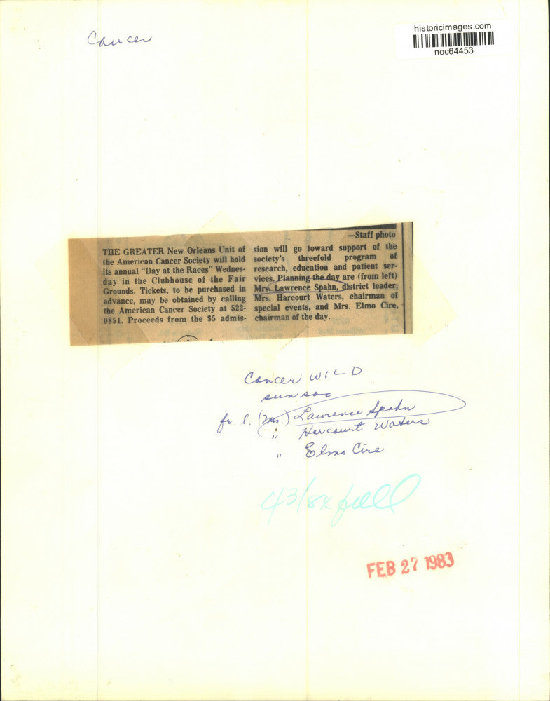 1983 Press Photo "Day at the Races" of American Cancer Society at Fair Grounds