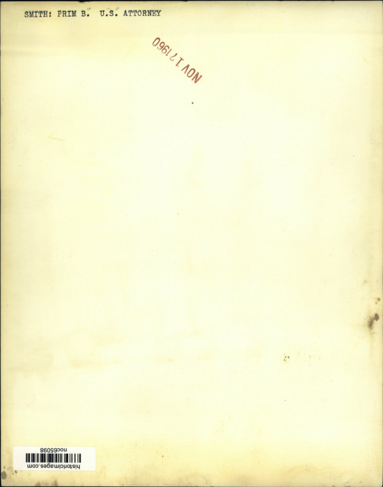 1960 Press Photo Prim B. Smit, United States Attorney - noc65098