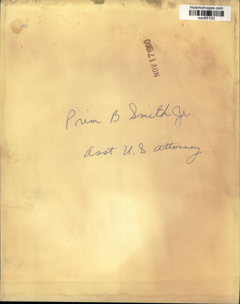 1960 Press Photo Prim B. Smith Jr., Assistant U.S. Attorney - noc65103