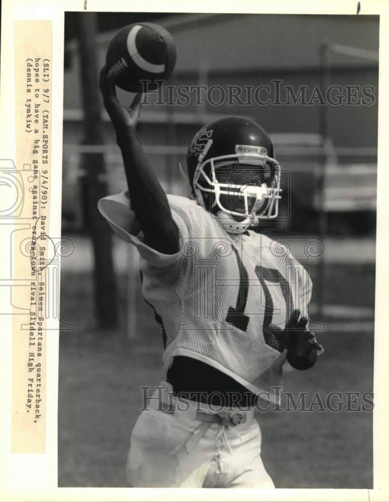 1990 Press Photo David Smith, Salmen Spartans football quarterback - noc65238- Historic Images