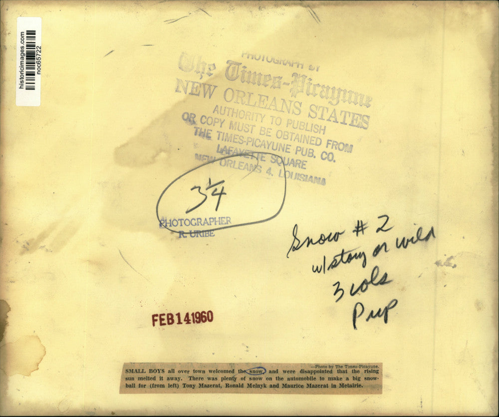 1960 Press Photo Tony Mazerat, Ronald Melnyk & Maurice Mazerat play with snow