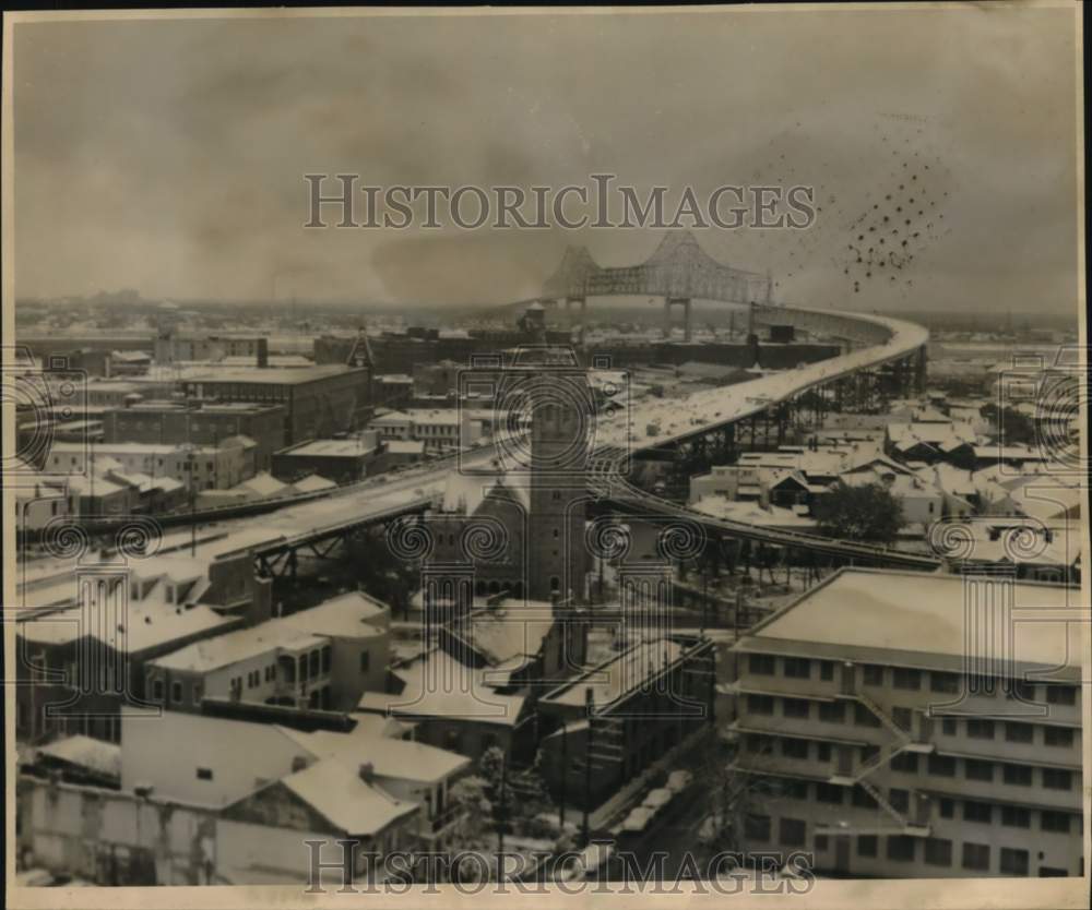 1958 Press Photo Snow covered rooftops in New Orleans - noc65785