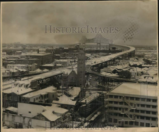 1958 Press Photo Snow covered rooftops in New Orleans - noc65785