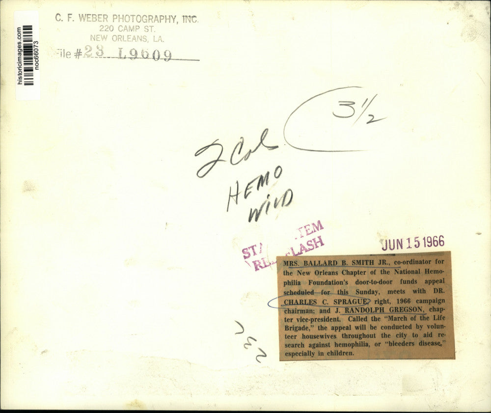 1966 Press Photo New Orleans Chapter of the National Hemophilia Foundation