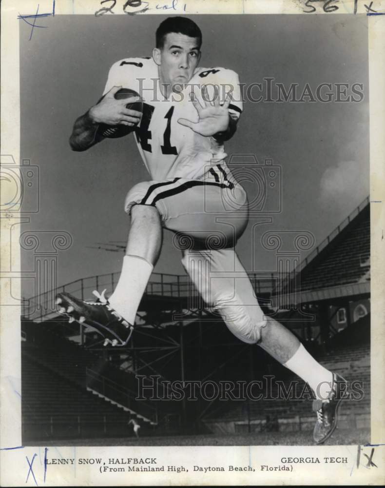 1965 Press Photo Football - Lenny Snow, halfback of Georgia Tech - noc66318- Historic Images