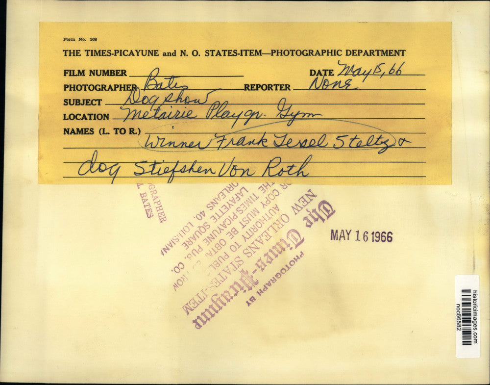 1966 Press Photo Frank Terrell Steltz and his dog Stiefshen Von Roth at dog show