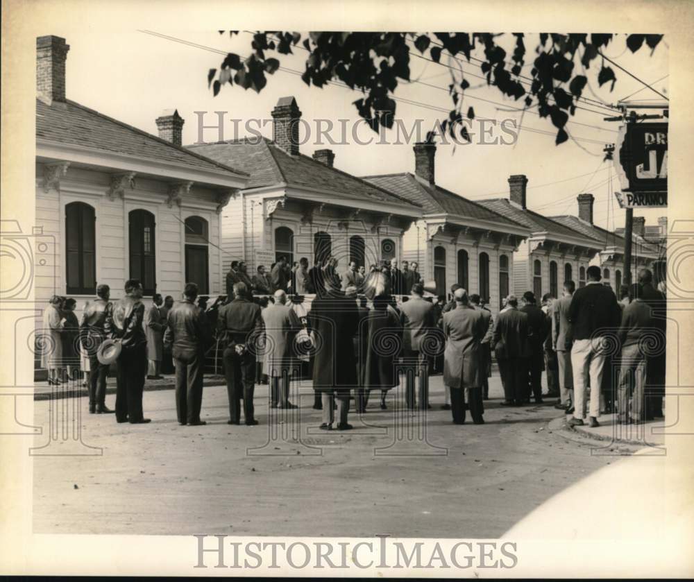 1953 Press Photo Dedication of Pilot area clock in slum clearance plan