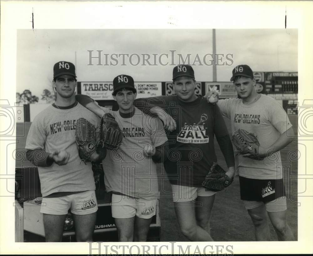 1990 Press Photo The returning baseball pitchers for University of New Orleans.- Historic Images