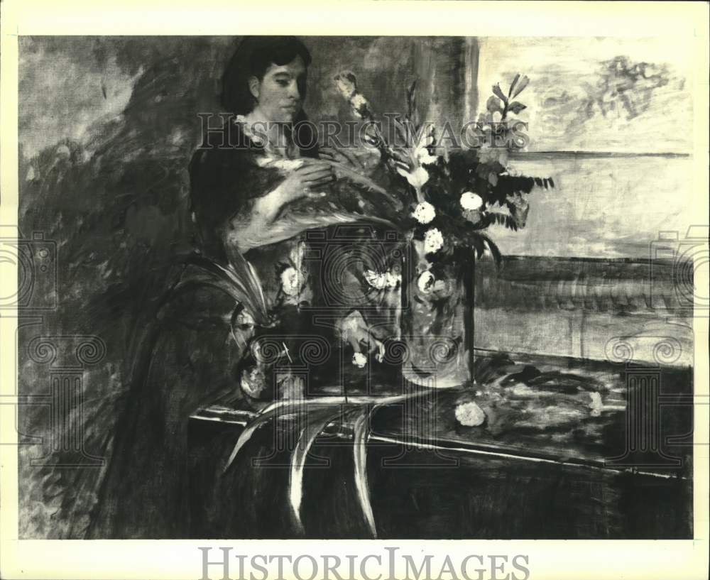 1987 Press Photo Edgar Degas&#39; painting, &quot;Estelle Musson Degas Arranging Flowers&quot;- Historic Images