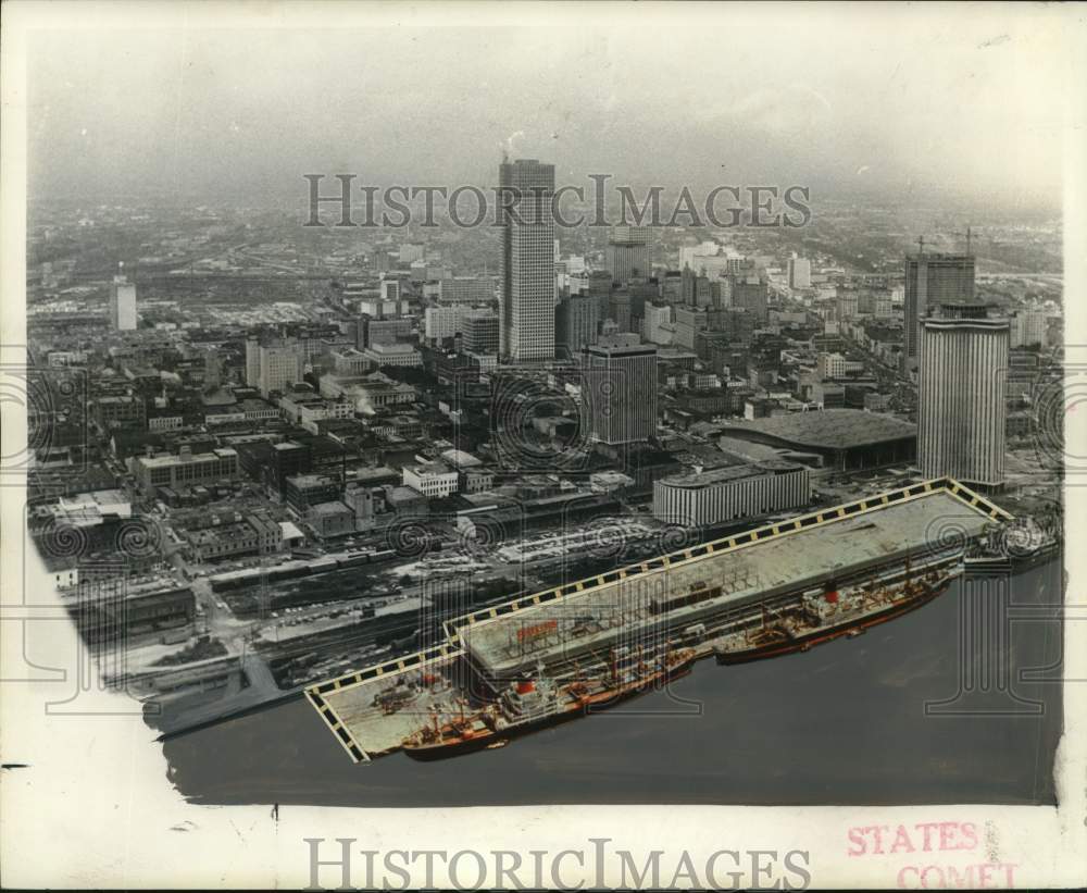 1972 Press Photo View of the Poydras Street Wharf - noc72992- Historic Images