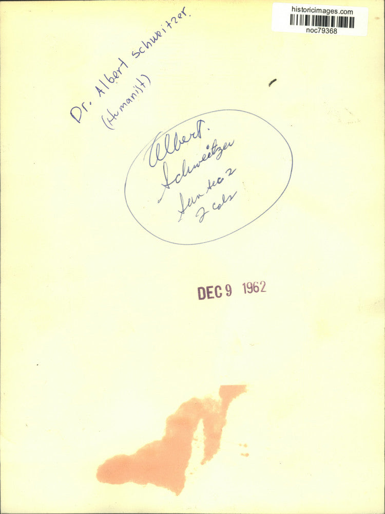 1962 Press Photo Doctor Albert Schweitzer, humanist - noc79368