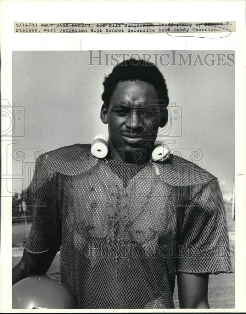 1983 Press Photo Football defensive back Randy Thornton of West Jefferson School- Historic Images