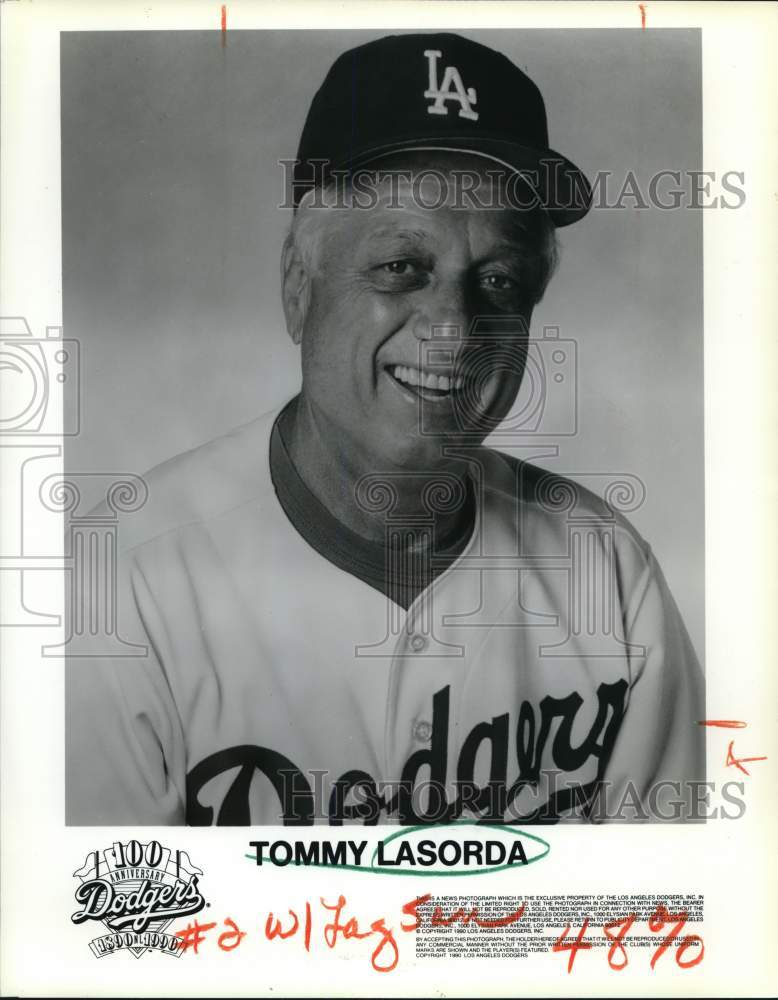 1990 Press Photo Baseball player Tommy Lasorda of Dodgers - noc91247- Historic Images